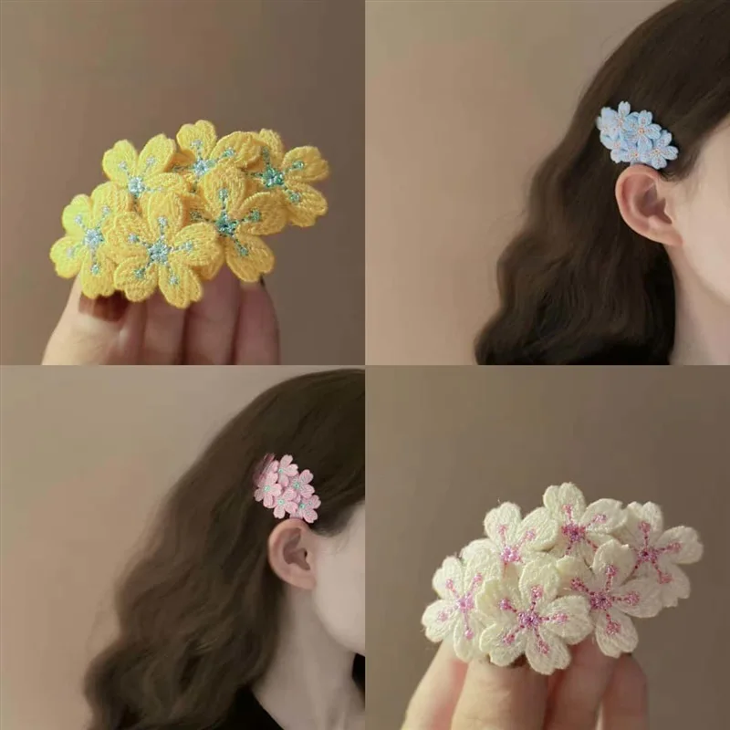 

Vintage Embroidered Flower Bangs Hairpin Sweet Temperament Hair Side Clip Women Girls Summer Vacation Hair Styling Accessories