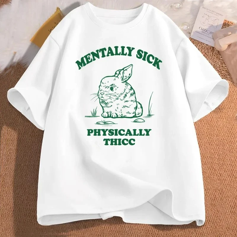 مضحك العقلية مريض جسديًا Thicc الهامستر ميمي طباعة تي شيرت المرأة س الرقبة موضة تي شيرت الصيف ملابس كاجوال #2