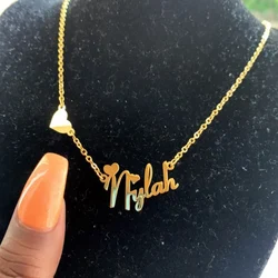 Custom Name Necklace With Heart Butterfly Personlized Nameplate Pendant Necklace Stainless Steel Choker Jewelry Gifts