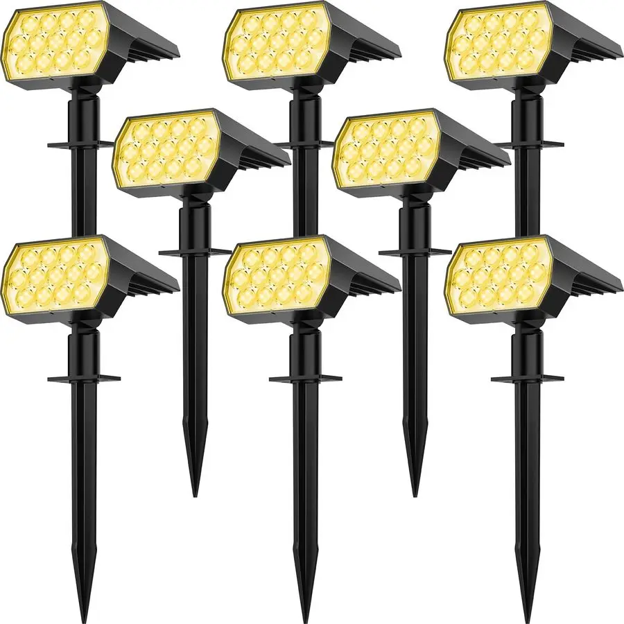 

Spot Lights Outdoor 8 Pack, IP65 Waterproof Solar Landscape Spotlights with 65 LEDs, 3 Lighting Modes Solar Garden Lights for Ya