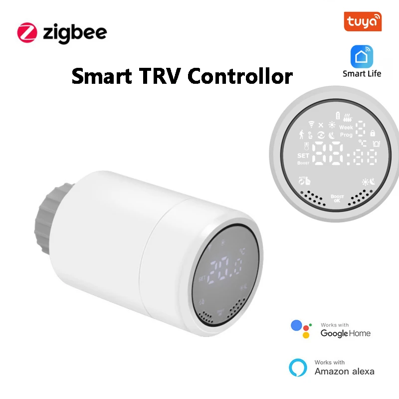 

Tuya Zigbee 3.0 Thermostat Radiator Valve Actuator Smart TRV Programmable Temperature Controller with Alexa Google Home Gateway