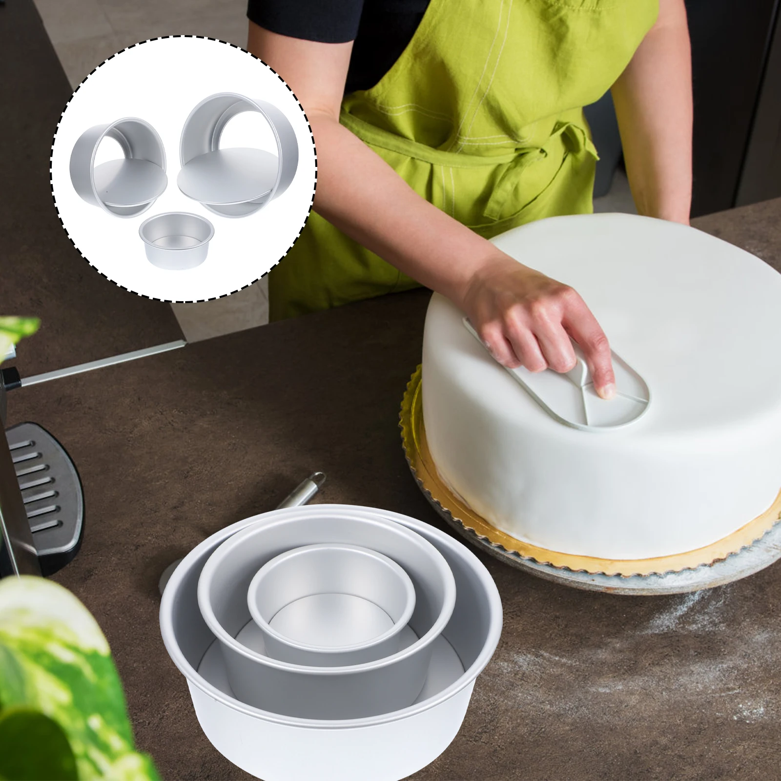 

3 Pcs Round Baking Mold 4 6 8 Inch Detachable Bottom Cake Pan Non Stick Silicone Tray Kitchen Use Storage Gift