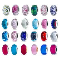 Silver 925 Colorful Flower Series Murano Glass Beads Charm Fit Original Bracelet Murano Glass DIY for Women Jewelry Gift