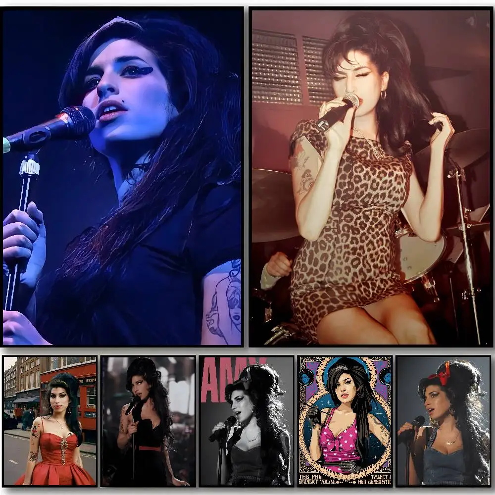 AMY-WINEHOUSE Poster Os adesivos autoadesivos são adequados para qualquer superfície de parede à prova d'água e à prova de umidade