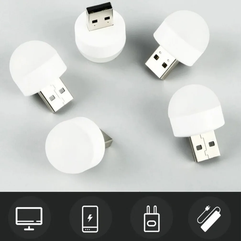 LED Night Light USB Plug Lamp Computer Mobile Power Charging Small Book Lamps LED Eye Protection Reading Light Round Night Light