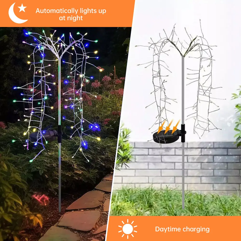 Solar Ground Inserted Firecracker Lights Led Smoke Lanterns String Christmas Festive Atmosphere Lights Garden Lawn Lamps