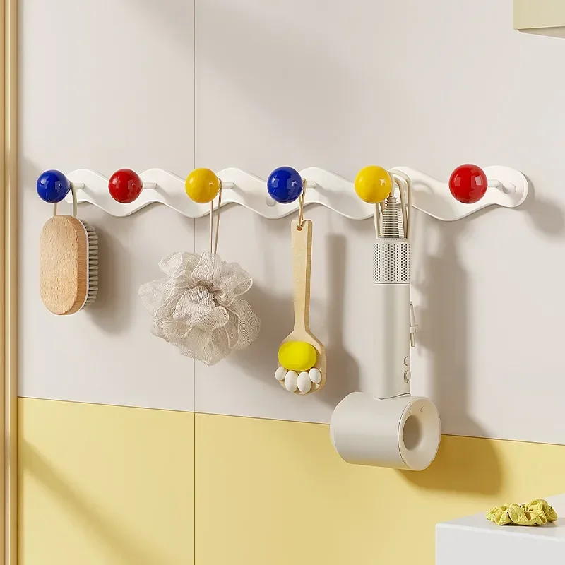 Korean Style Colorful Hooks No Punching Entrance Door Hanging Racks Wall Decoration Hangers Bedroom Cute Creative Storage Tool