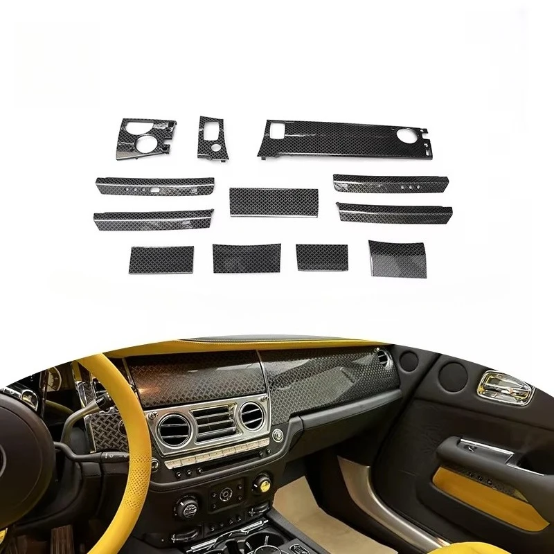 Auto Parts Dry Carbon Fiber BB Style Car Interior Trim Kit for Rolls-Royce Wraith Dashboard Door Handle Decoration Trims