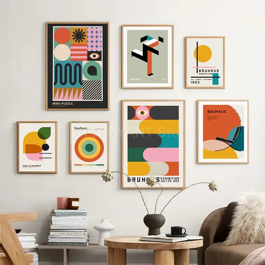 Bauhaus Exhibition Unique Geometric Poster Modern Minimalist Wall Art Prints Canvas Painting Abstract Pictures Living Room Decor