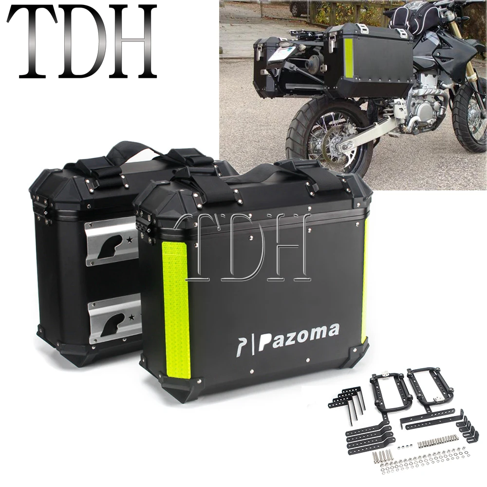 

Touring Motorbike Side Boxes Trunk Motorcycle Waterproof Aluminum Saddlebag Luggage Panniers Cargo Tool Box Storage Universal