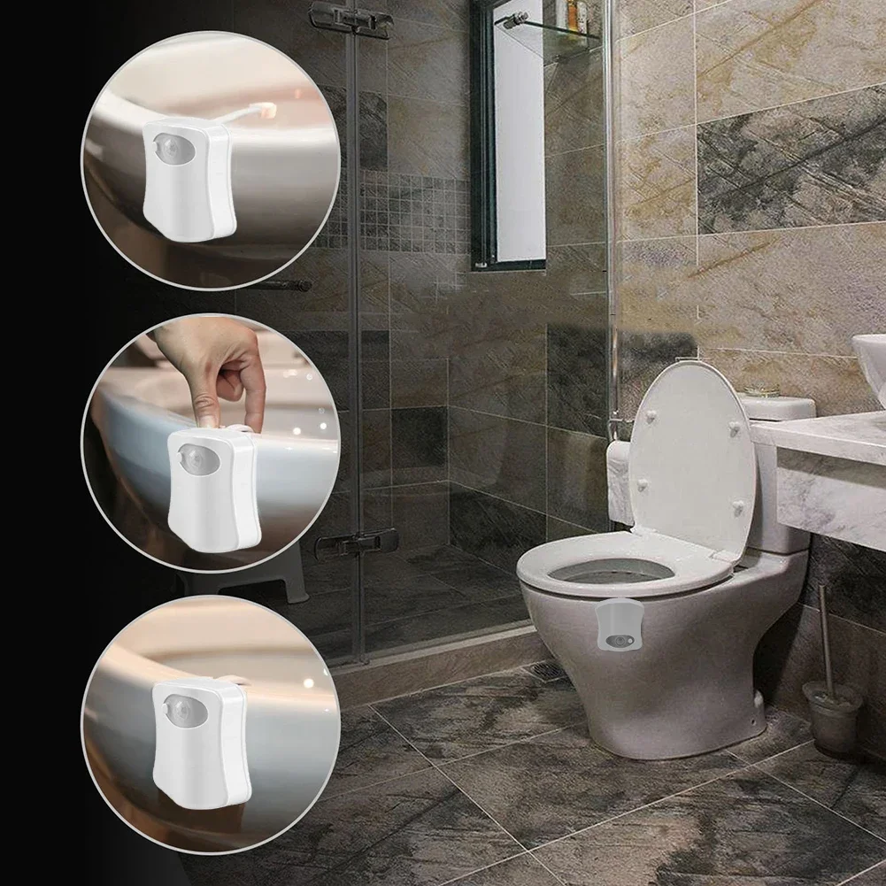 8/16 Color Changing LED Toilet Seat Night Light Sensing Light Intelligent Motion Sensor WC LED Light Sanitary Decoration Light