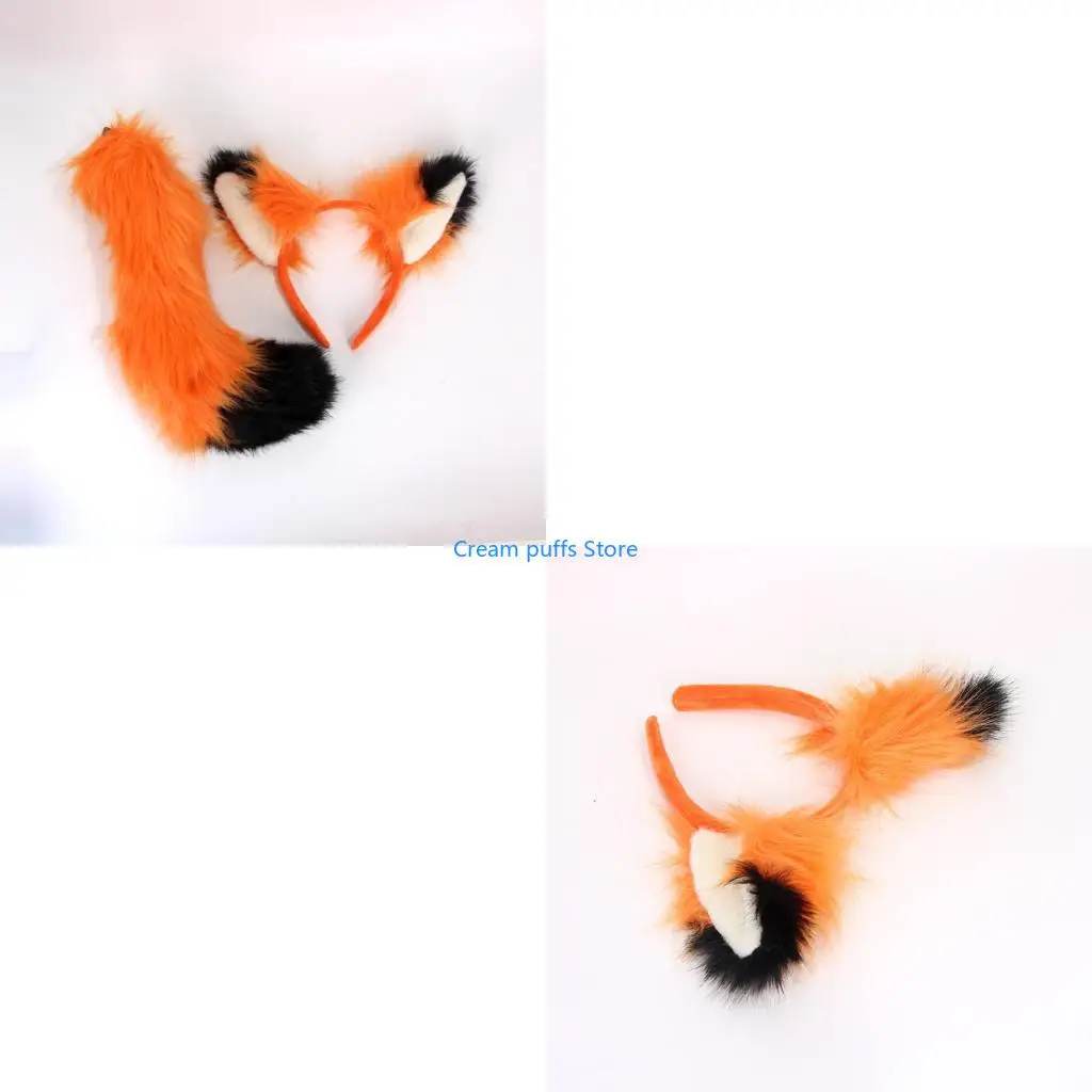 50LE Eye Catching Foxes Ear And Tail Costume Set For Carnivals Celebrations