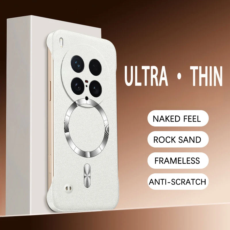 Magnetische rahmenlose Sand Rock Matte Hülle für Magsafe Vivo X300 X200 Pro Mini X100 X100S Pro Ultradünne stoßfeste Hartschale