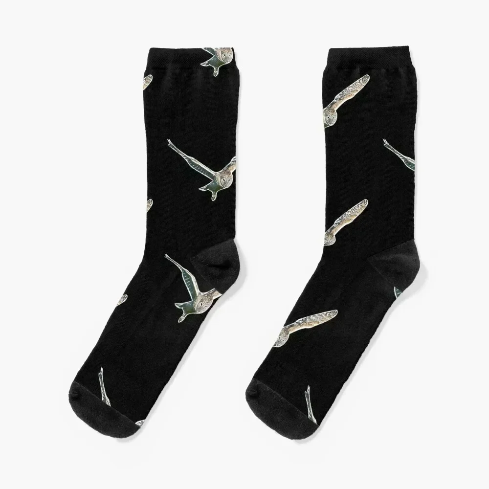 Barn Owl Flying White Alternate Print Socks luxury cool Christmas Sports Socks Woman Men's