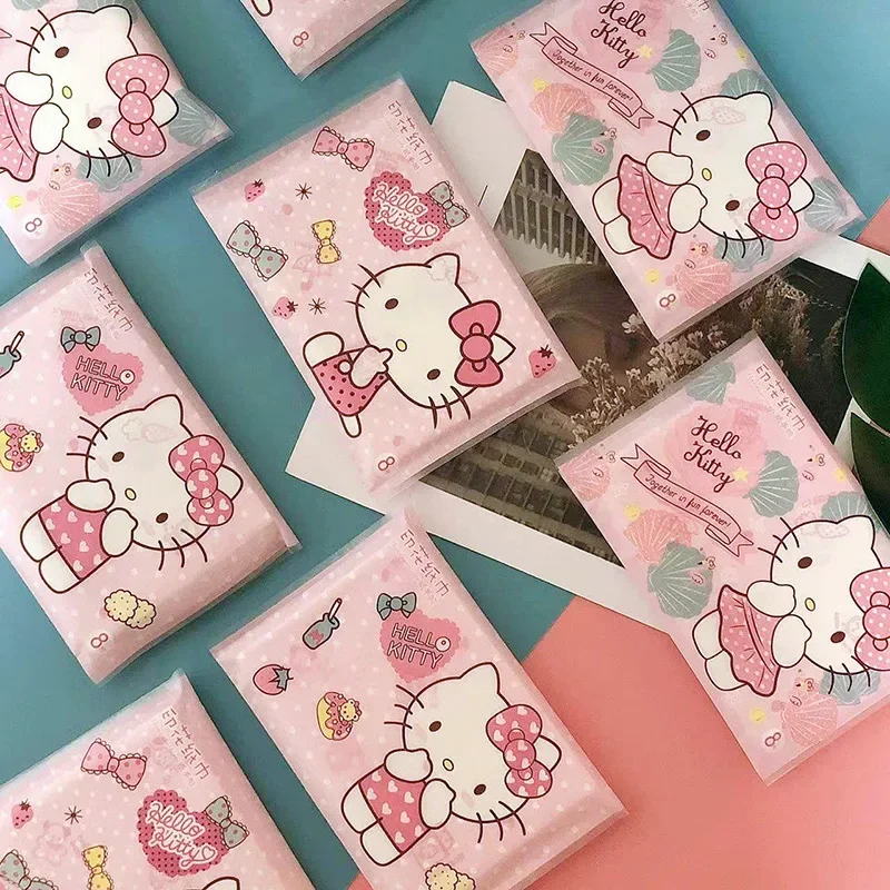 Sanrio Hello Kitty Cartoon Printed Tissue Handkerchief 9pcs Kawii Cute Girl Portable Toilet Wallet Paper Girly Birthday Gifts