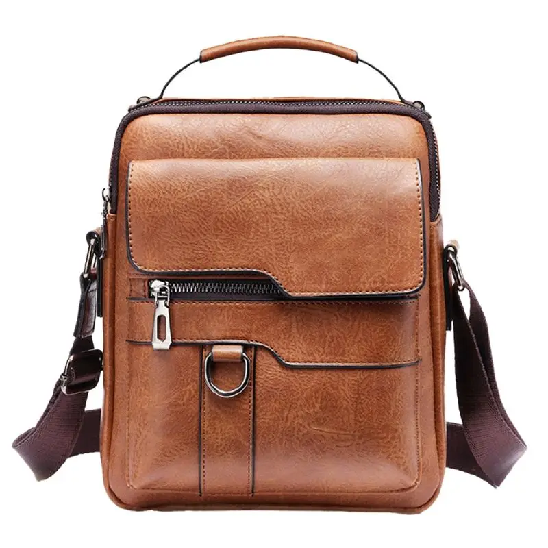 

НОВИНКА: Мужская сумка через плечо из винтажной искусственной кожи с клапаном, деловая сумка-кроссбоди, дорожная сумка, высокое качество