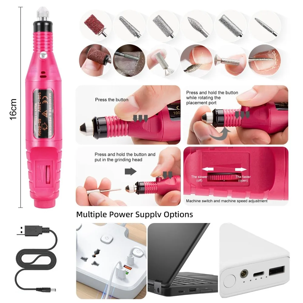 مجموعة أظافر أكريليك كاملة مع مثقاب وإضاءة للأشعة فوق البنفسجية، مجموعة أدوات تشغيل احترافية للمبتدئين #4