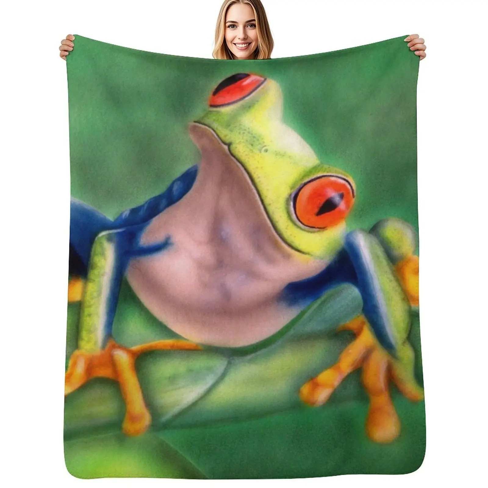 red-eyed tree frog Throw Blanket Soft Breathable Blanket for Night Sleeping