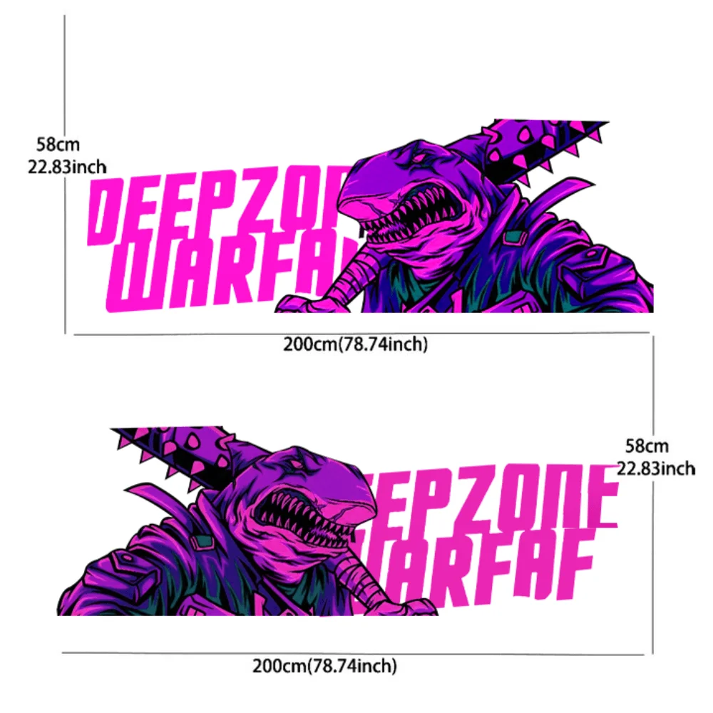 The ferocious shark with wolf teeth stick, English letter decal sticker, car sticker, full body decal decoration, scratch protec