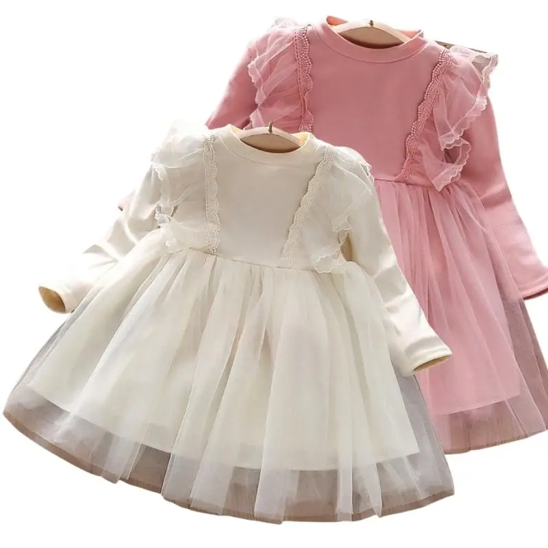 Girls Gauze Tutu Dress White Pink Spring Children Lace Princess Dress For 1-6 Yeas Old Baby Girl's Birthday Party Costume