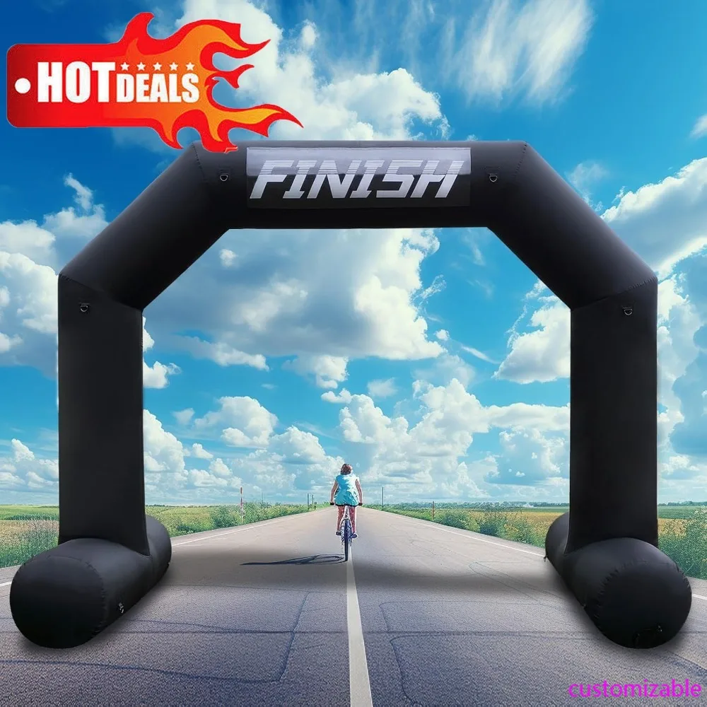 

Hot-13Ft Inflatable Arch Black With Start Finish Line Banners Inflatable Archway With Powerful Blower Outdoor Hexagon Blow Up Ar