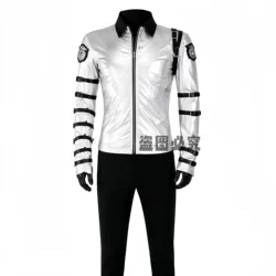 Impersonator Michael Joseph Jackson Kostiumy Kurtka BAD tour Srebrne body Kurtka Odzież wierzchnia do kolekcji Supprise Gift