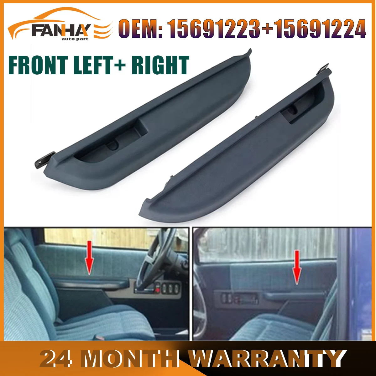 2PCS Car Front Left Right Door Armrest 15691223 15691224 For GMC Yukon For Chevy Blazer C1500 C2500 C3500 K1500 K2500 K3500