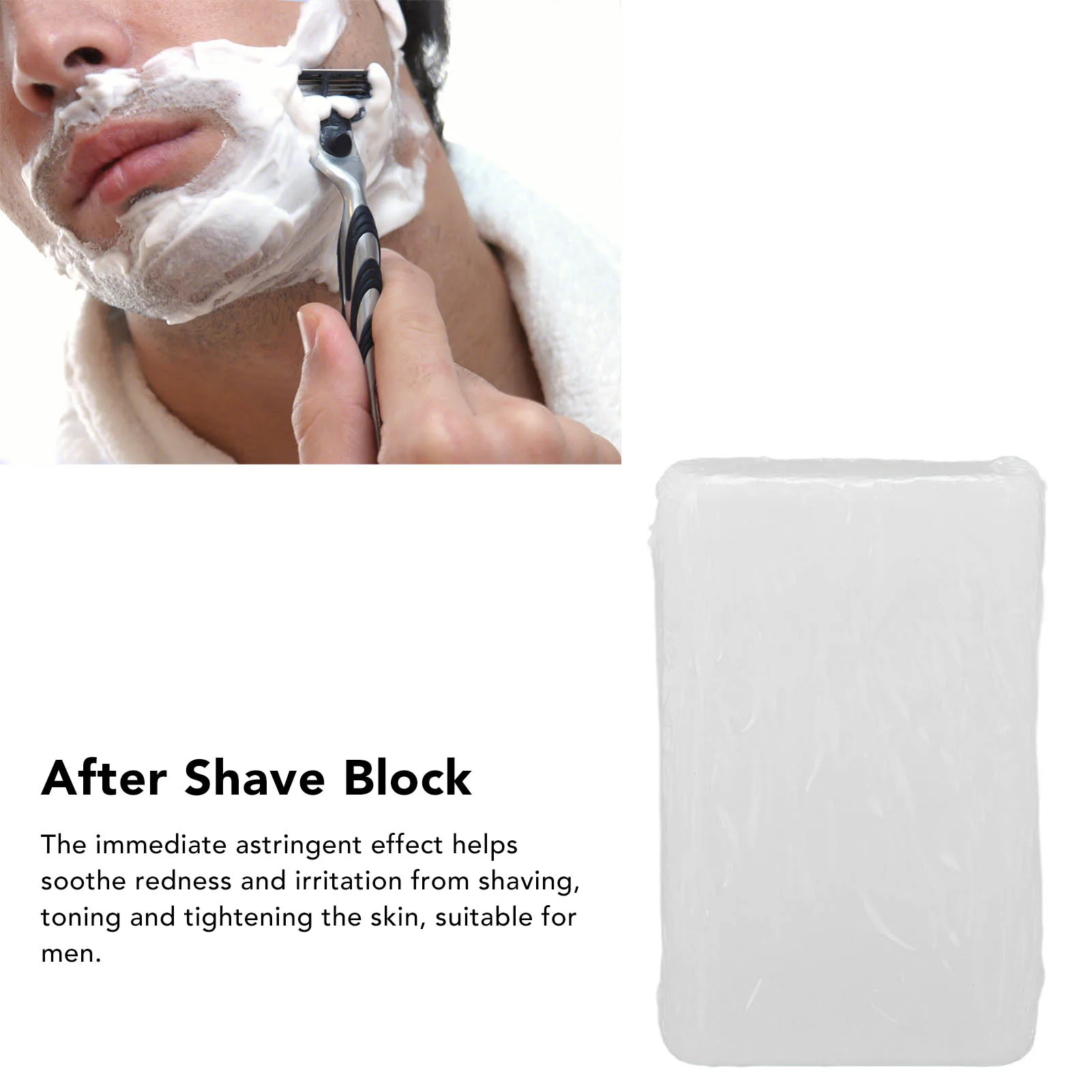 After Shave Alum Block Home Travel Portable Men Skin Soothing Post Shave Stone for Razor Cuts Nicks After Shave Block Alum Block