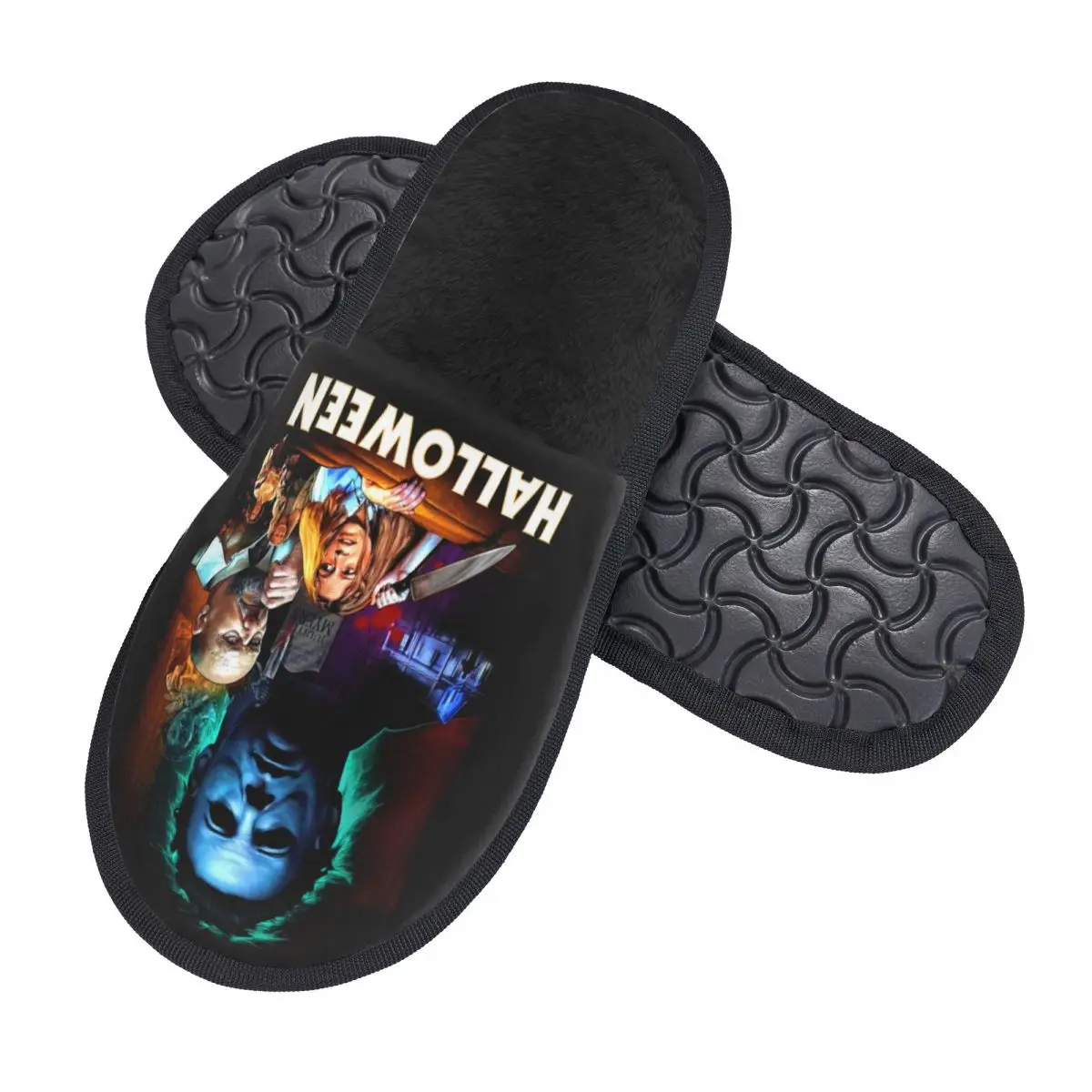 Print Women Michael Myers Knives House Slippers Soft Warm Halloween Movie Poster Memory Foam Fluffy Slipper Indoor Outdoor Shoes