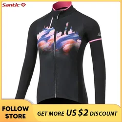 Santic Cycling Jacket Women's Spring Autumn Windproof Outdoor Bicycle Clothing Professional Long Sleeve MTB Road Cycling Jerseys