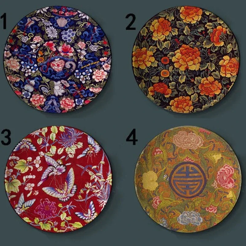 6-8inch Chinese Style Ceramic Plate with Dragon Phoenix Auspicious Patterns Wall Decoration Living Room Decor Artistic Tableware