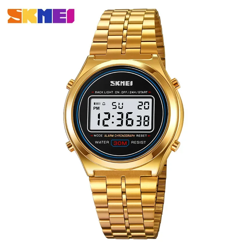 

SKMEI 2146 Back Light Display Stopwatch Digital Sport Watches Stainless Steel Men Waterproof Date Alarm Wriswatch reloj hombre