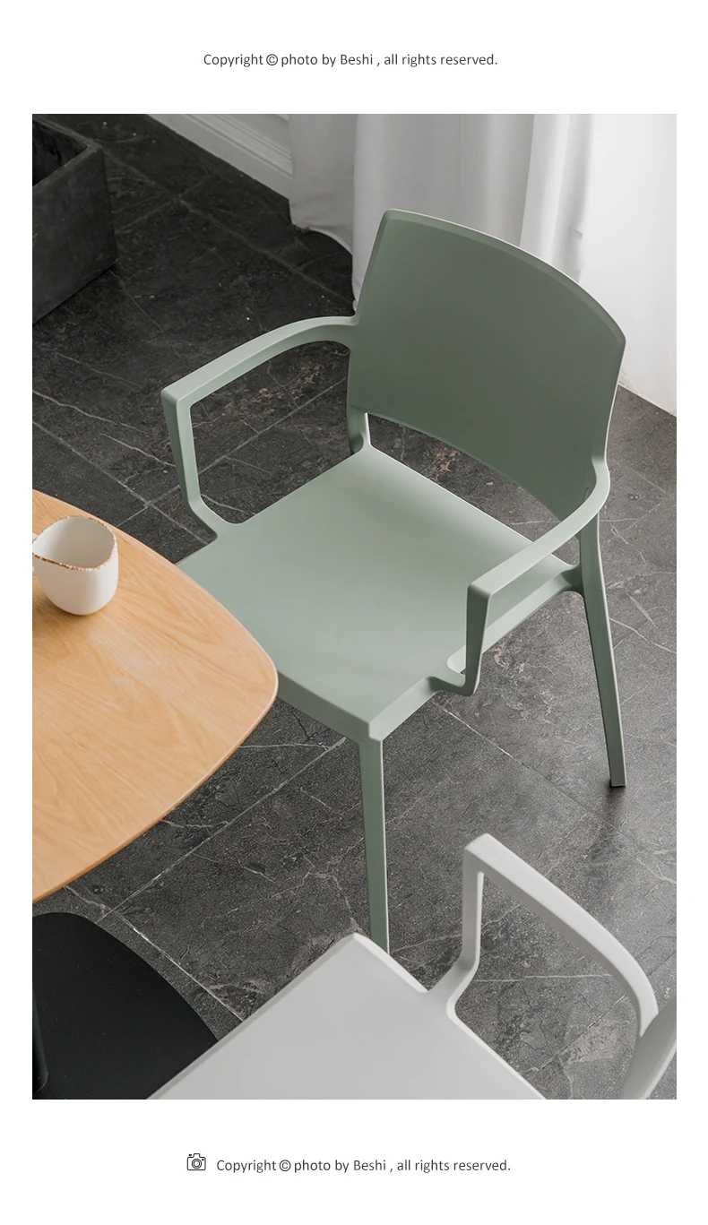 zq Dining Chair Home Backrest Milk Tea Shop Thickened Plastic Chair Armrest Simple Leisure Conference Chair