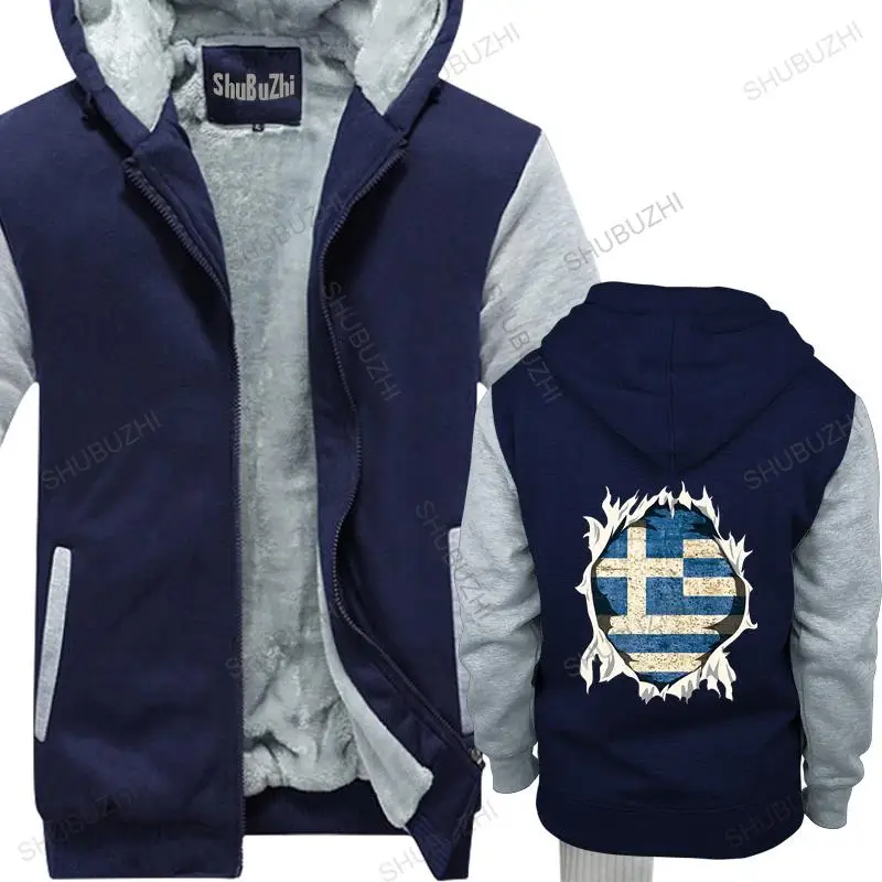 warm coat men fleece hoody I Love Greece Flag Of Greece Torn Effect Patriotic Gift men winter sweatshirt drop shipping