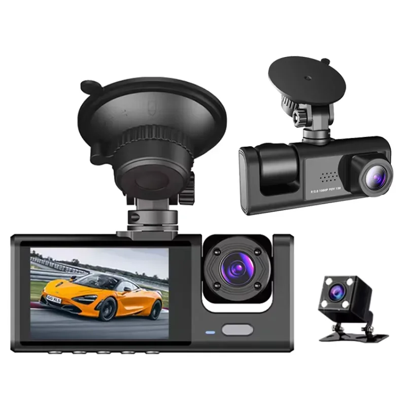 Dash cam 3 Channels 1080p Hd  Front Rear And Inner Camera Car Video Recorder Dvr Black Box  Driving record for car