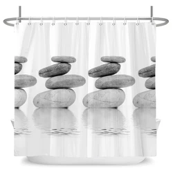 Pebble Printed Shower Curtain Fabric Washable Curtain with Hook Bathroom Decorative Curtain Rocks 3D Shower Curtains 240*180cm