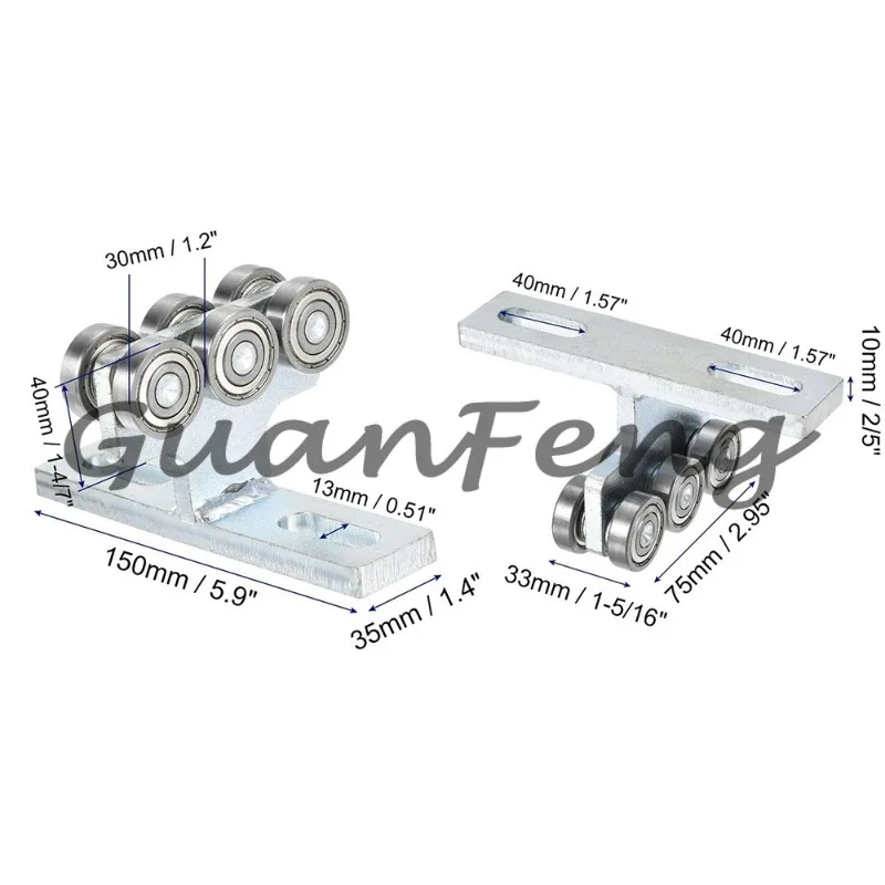Industrial Bearing Pulley T-shaped Six-wheel Hoisting Pulley Rail Slide 1-5/8 Inch Channel Steel