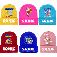 Sonics Child Cute Knitted Hats Winter Warm Comfortable Fashion Bonnet Cartoon Anime Graphic Print Beanie Birthday Party Gifts