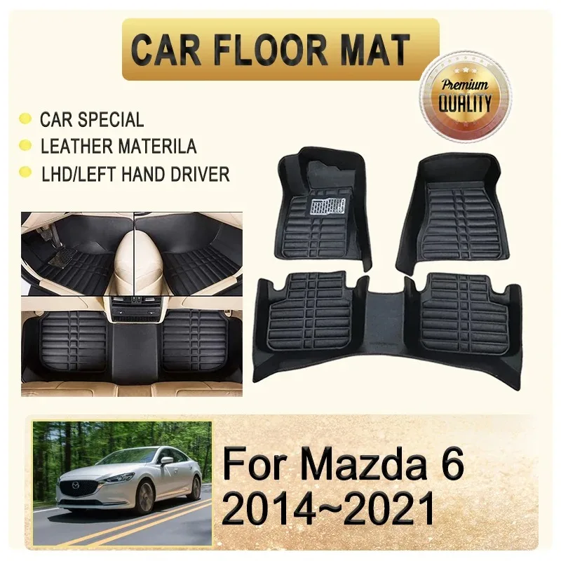 الحصير سيارة صالح لمازدا 6 Mazda6 Atenza GJ1 GL 2014 ~ 2021 منصات جلدية القدم السجاد LHD غطاء السجاد اكسسوارات السيارات الداخلية