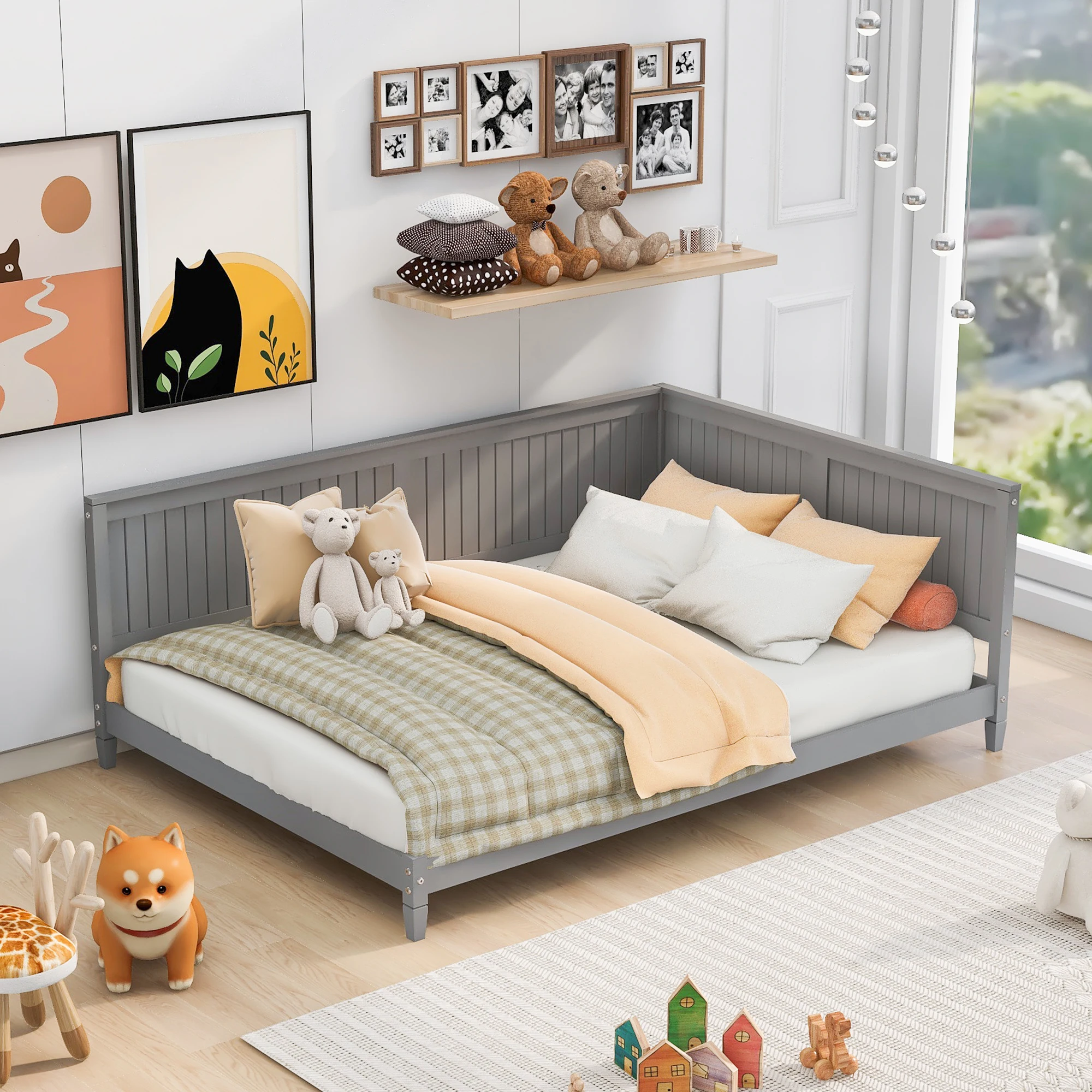 

Full Size Wood Daybed/Sofa Bed, Gray 79.80x57x30.70 in.
