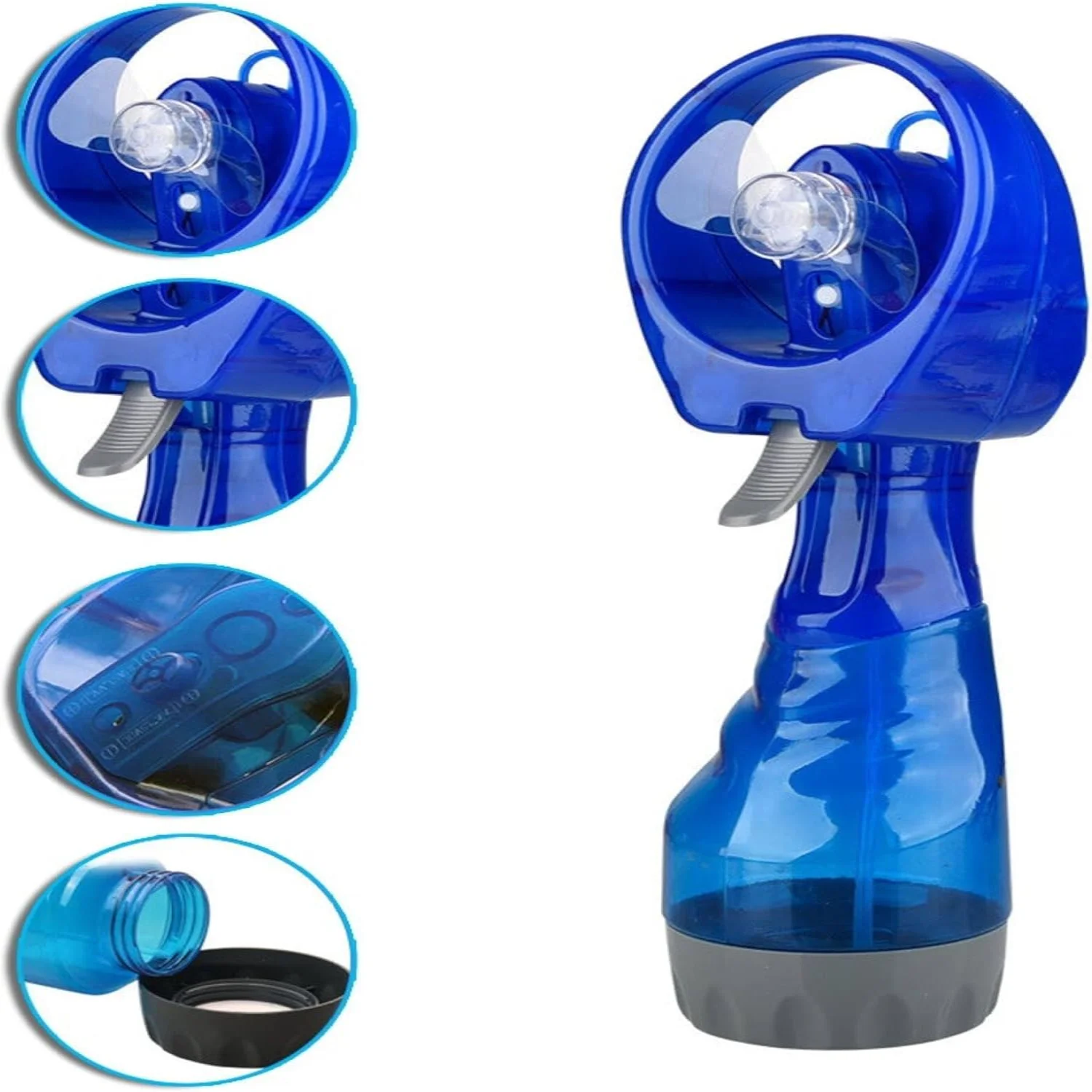 распылительный вентилятор, бутылки, распылитель тумана, портативный вентилятор, персональный тихий вентилятор для улицы, 2 сухих батарей типа АА, питание от/черный