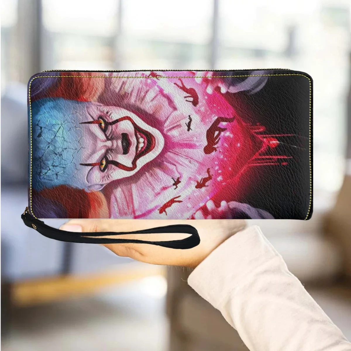 

Horror Movie Character Brand Design Long Wallet Female Mother's Day Gift Fashion Travel Zipper Phone Bag Coin Pocket Commuter