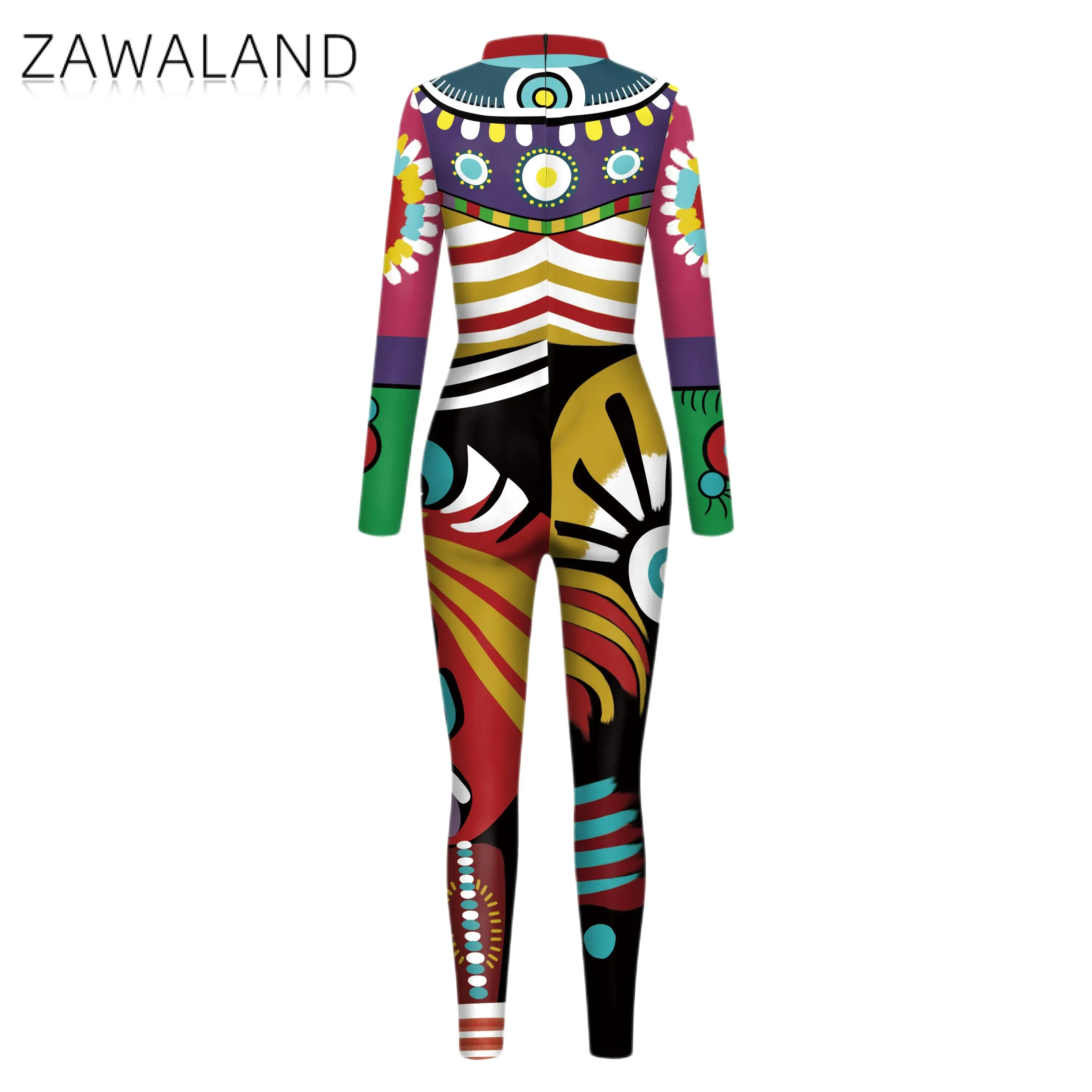 Halloween Party Fashion Cosplay 3D Print Costume Long Sleeve Jumpsuits Holiday Party Women Jumpsuit Zentai Bodysuits Catsuit