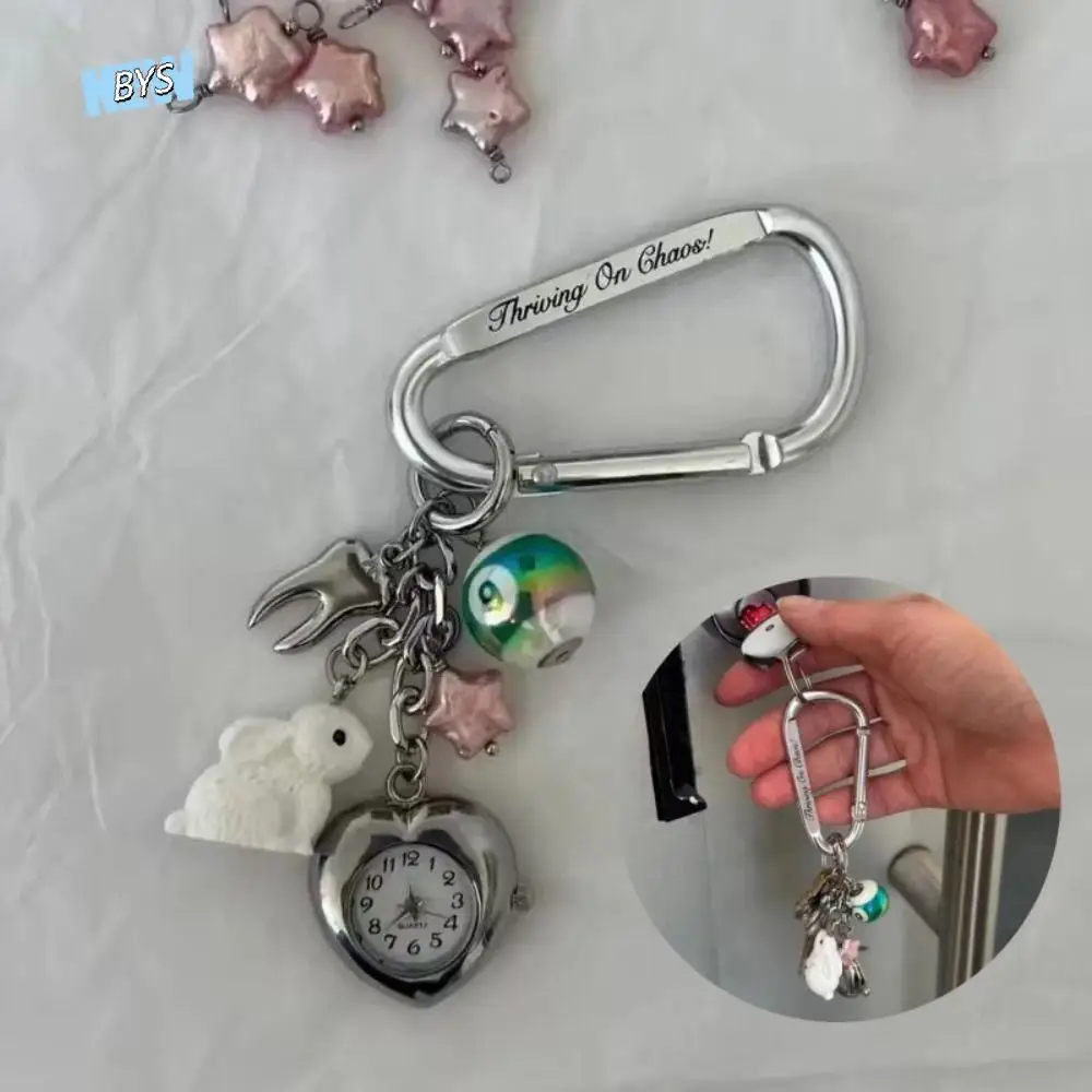 

Bag Charm Pocket Watch Pendant Hanging Decor Couple Style Handmade Vintage Keychain Alloy Keyring Personalized