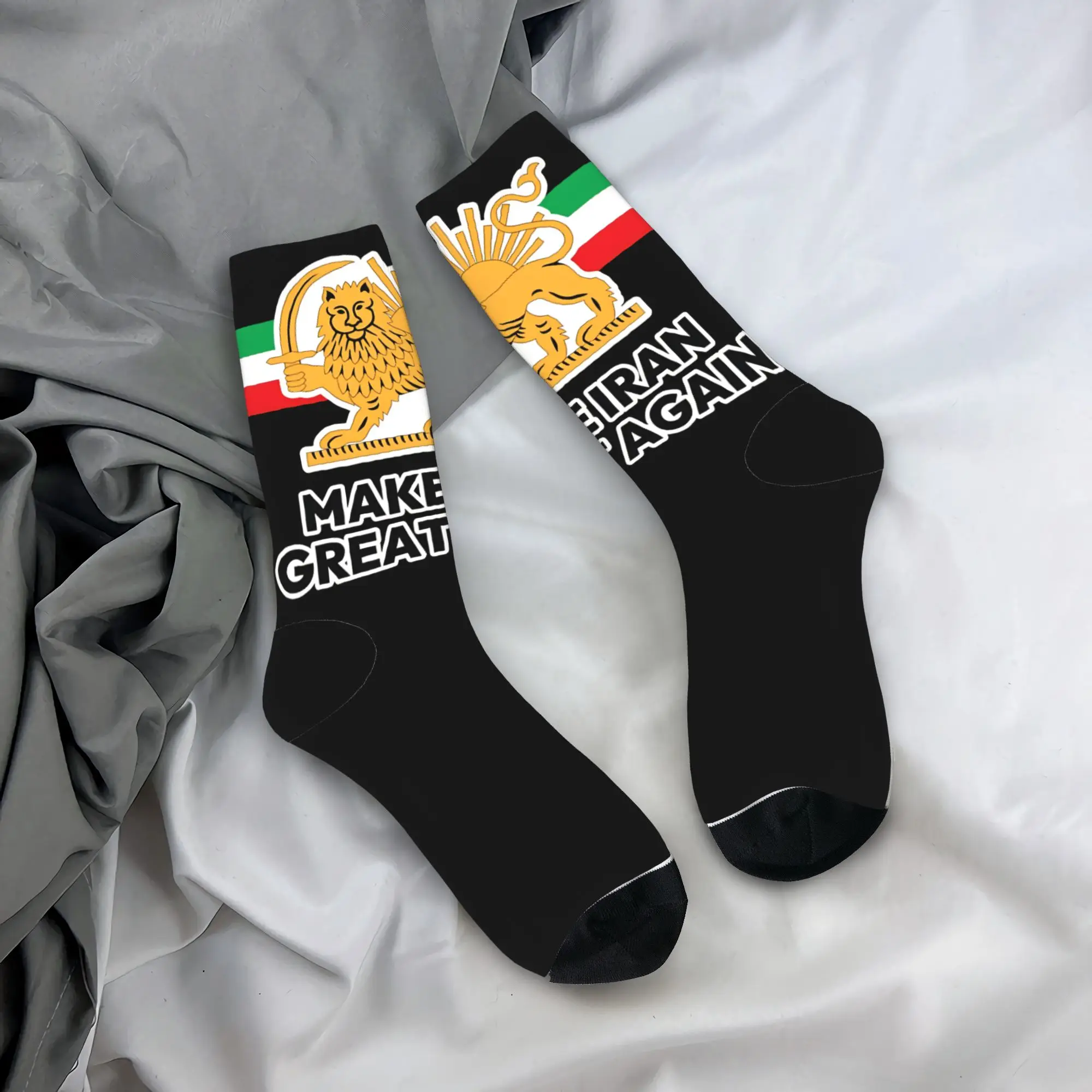 

Make Iran Great Again MIGA Flag Socks Casual Stockings Couple Soft Breathable Climbing Socks Spring Printed Anti Slip Socks