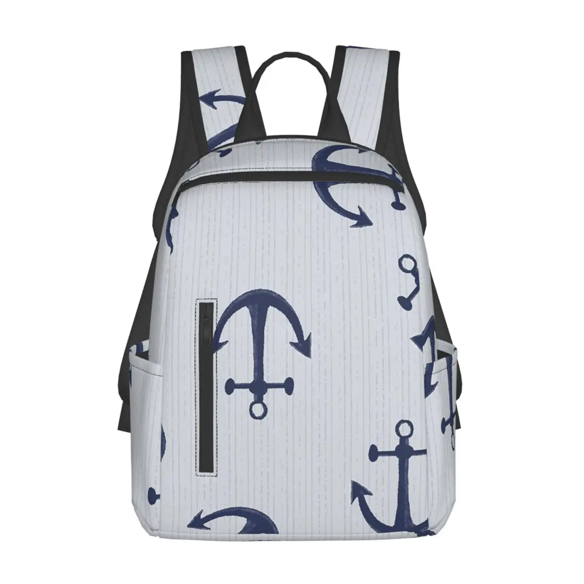 

Maritime Pattern Of Blue Anchors On Light Gray Backpack Daypack Large Capacity Children BookBag School Bag Shoulder Bags