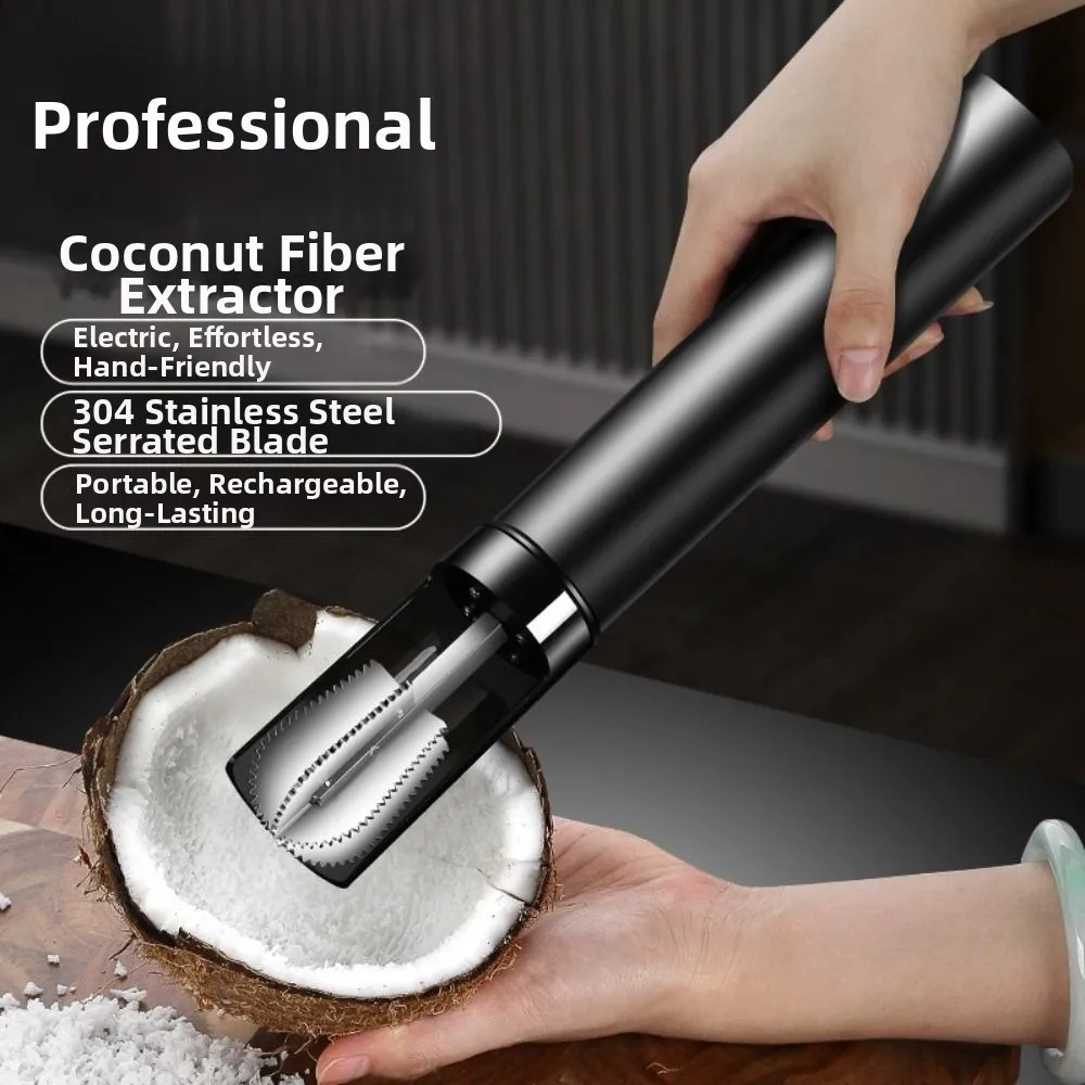Anti-Splash Electric Coconut Meat Grater Rotating Rechargeable Coconut Scraper Labor-saving Handheld Coconut Meat Remover Tool