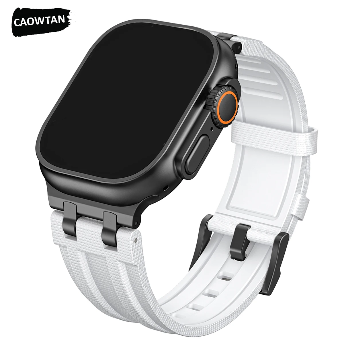 

Luxury Fluororubber Strap for Apple Watch Band ultra 3 2 49mm 11 10 46mm Woven Pattern Band for iwatch series 9 8 7 45mm 44mm SE