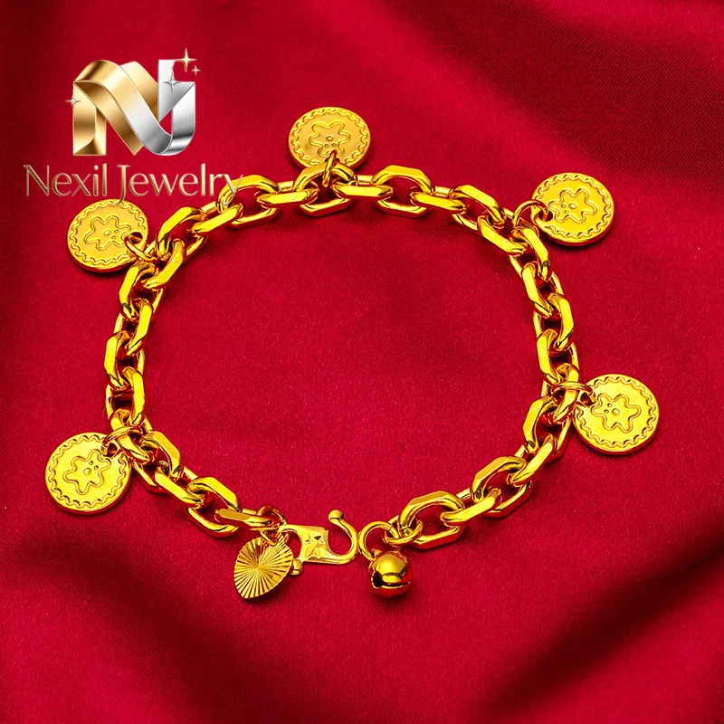 Nexil Jewelry   Nexil Jewelry  Ins Beauty Gold Bracelet! 24K Gold AU999 Women's, Hollow Geometric Light-Transmitting, Adjustable