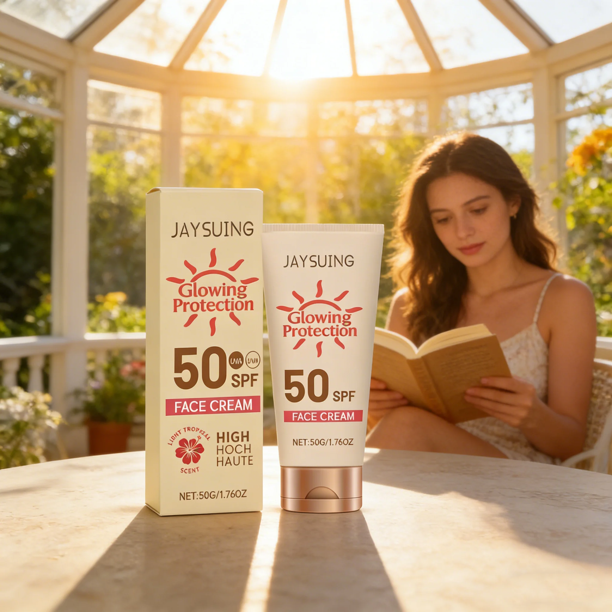 JAYSUING Facial Sunscreen Oil Control Refreshing UV Isolation Waterproof Matte Antioxidant Brighten Skin Tone Skin Sooth Cream